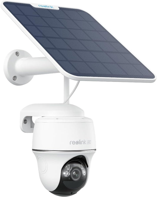 REOLINK First 4K Solar Security Camera Wireless Outdoor, Argus PT 3W Sun-Powered Panel, 360Â° Pan Tilt Battery Cam with 8MP Color Night Vision, 2.4/5 GHz Wi-Fi, No Monthly Fee