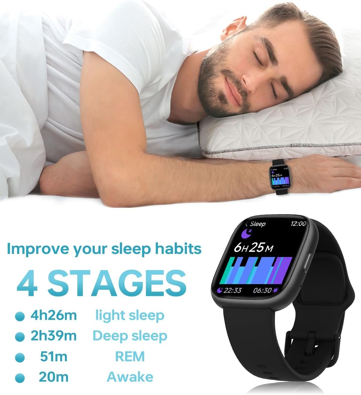 PLAZOR Smart Watch Fitness Tracker for Men Women,Alexa Built-in, with Bluetooth Answer/Make Calls,1.83'' HD 100+ Sports Modes,Running Watch with Heart Rate,Sleep Waterproof Compatible Android iOS