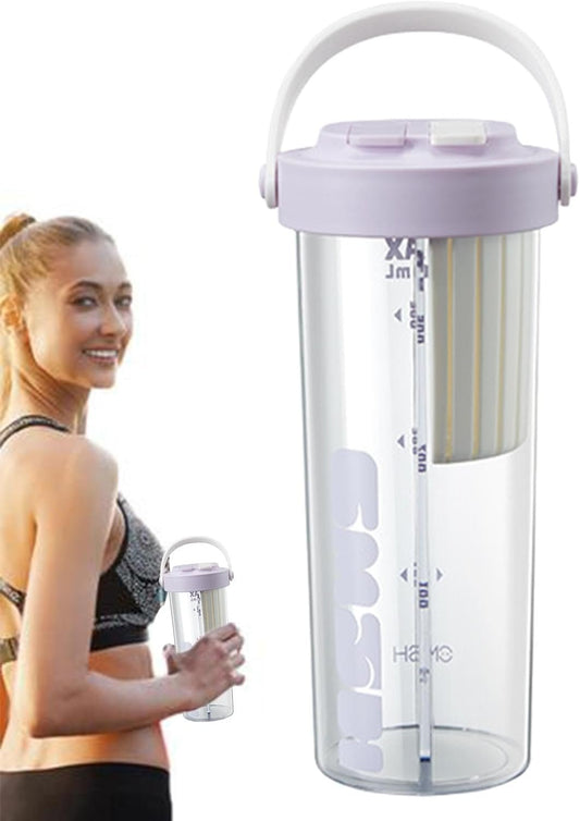 Buhyujkm Split Drinking Cup | 800ml 2 Use Water Bottle,Stylish Portable Travel Bottle, Two Sided Cup with Divider for Hydration, Camping, Backpacking, Travel