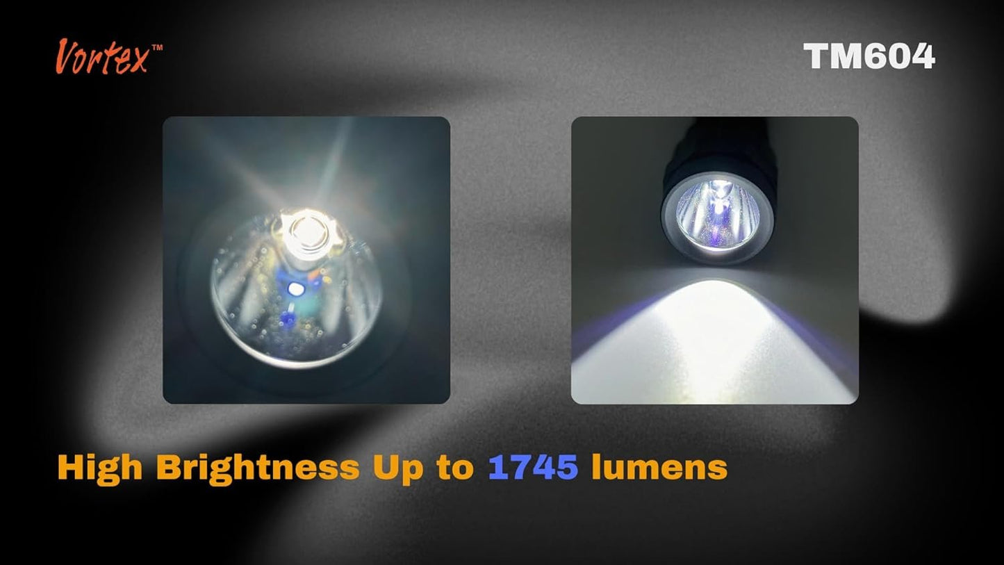 Vortex TM604 Emergency Powerful LED Wall Mount High Power 1745 Lumen 7/24 Stand by Tactical Function Car & Home Safeguard Security Flashlight