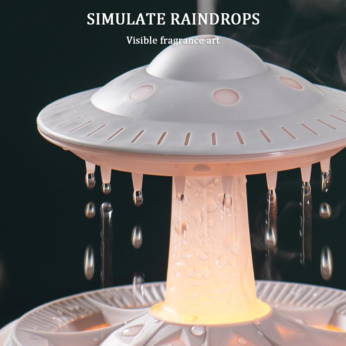 Cloud Rain Humidifier with Remote Control, 7 Colorful Light Raindrop Aroma Diffuser with Water Drop Sound and 3 Gear Timing, Air Humidifiers for Home, Office, Car, Bedroom