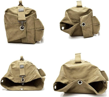 Canvas Backpack, Outdoor Large Capacity Travel Backpack, Hiking Camping Backpack, Tactical Military Bucket Bag（Black）