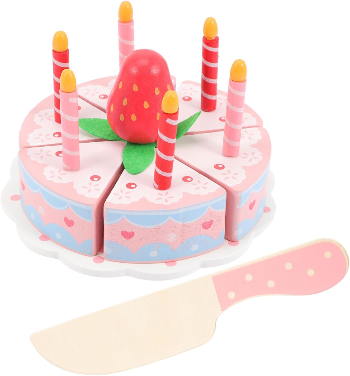 BESTonZON 1 Set Wooden Simulation Cake Dessert Cutting Toy Cake Cutting Toy Wooden Toys Play House Cutting Toys Playing House Toy Cutting Cakes Toy Children Toy Wood Birthday Cake Toy