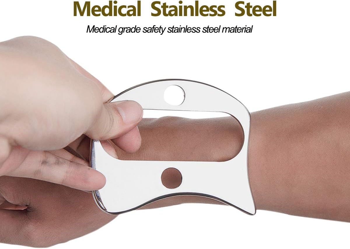 Guasha Massage Tools,Medical Grade Stainless Steel Scraping Tool for Soft Tissue Scraping Massage Tool, Physical Therapy Stuff,Used for Back, Legs, Arms,Neck,Shoulder .(A)