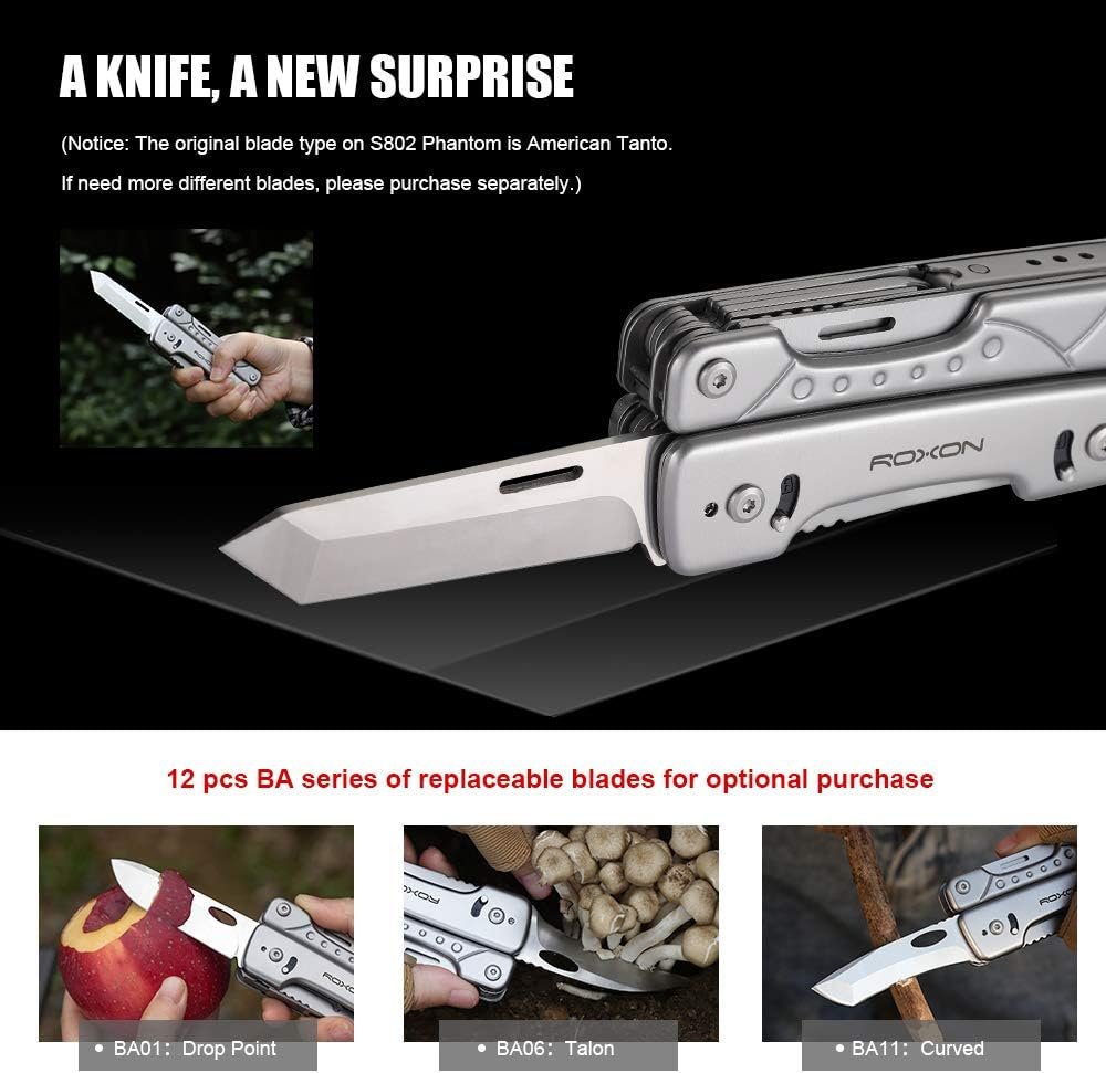 ROXON S802 Phantom Multi Tool Pliers and Scissors with Replaceable Knife and Wire Cutters