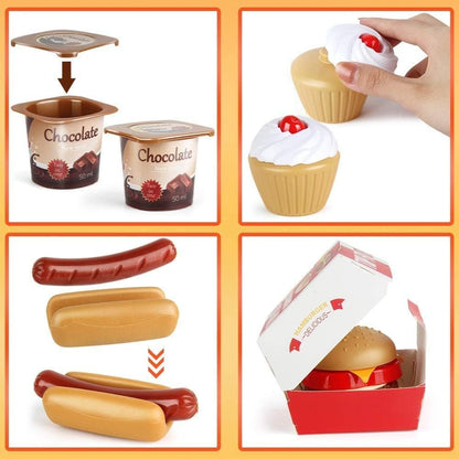 LiDi RC Fast Food Set 59 PCS Kitchen Toy Set for Pretend Play, Kitchen Accessories,Removable Food Toy, Kids Toddlers Play Food Toys, Party Favor Christmas Stocking Stuffers