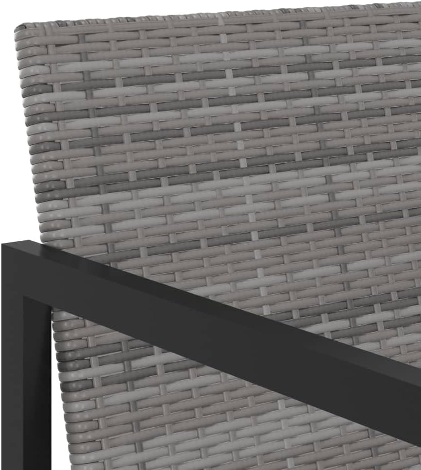 vidaXL 9 Piece Modern Outdoor Dining Set, Poly Rattan Construction with Cushions and Tempered Glass Table Top, Garden/Patio Furniture - Grey