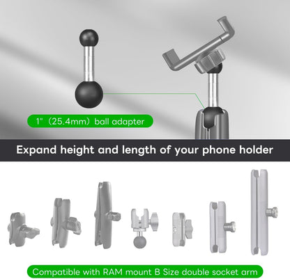 FANAUE 25mm to 17mm Double Ball Motorcycle Adapter: Compatible with Dual Mount RAM Arms, Motorcycle GPS Mounts and Bicycle Accessories with 25mm and 17mm Ball