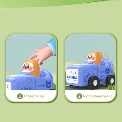 Inertia Animal Car Toys, Push And Go Vehicles, Cartoon Friction Car, Durable Construction, Educational Play Design For Babies Ages 1-3 Indoor Fun, ABS Material, 3.54x2.76x2.95in
