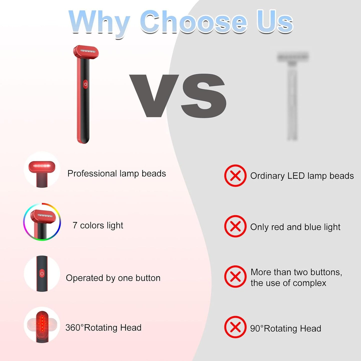 Red-Light-Therapy for Face, 7 Colors LED Light Face Skincare Wand Eye Beauty Device for Skin Care at Home - LED Face Skin Rejuvenation for Face Neck Chin Skincare Tool