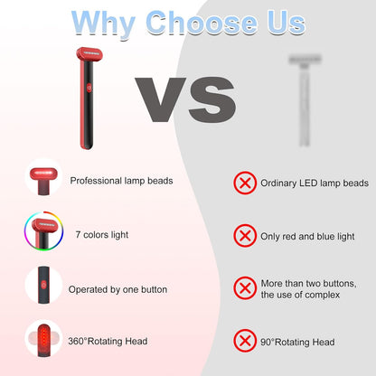 Red-Light-Therapy for Face, 7 Colors LED Light Face Skincare Wand Eye Beauty Device for Skin Care at Home - LED Face Skin Rejuvenation for Face Neck Chin Skincare Tool