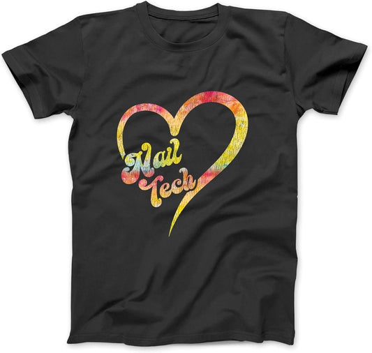Nail Tech Quote Work Uniform Heart Nail Tech Long Sleeve T-Shirt Sweatshirt Hoodie for Men Women Kids Made in Canada Black