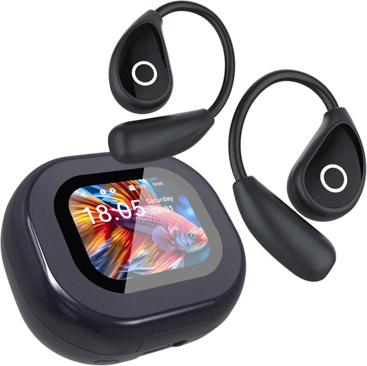 Translation Earbuds Real Time Open Ear Headphones, LCD Touch Screen 3-in-1 AI Translator Earbuds, 164 Language Translator Earpiece with ENC Mic, Translation Headphones for Travel Business Learning