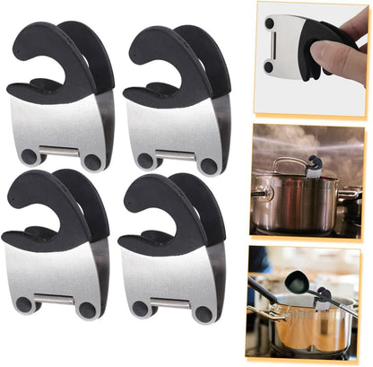 4Pcs Anti-Scald Side Clip Pot Spoon Holder Clips Pot Clips Silicone Ladle Holder Kitchen Spoon Holder for Pot Spoon Rest for Home Pot