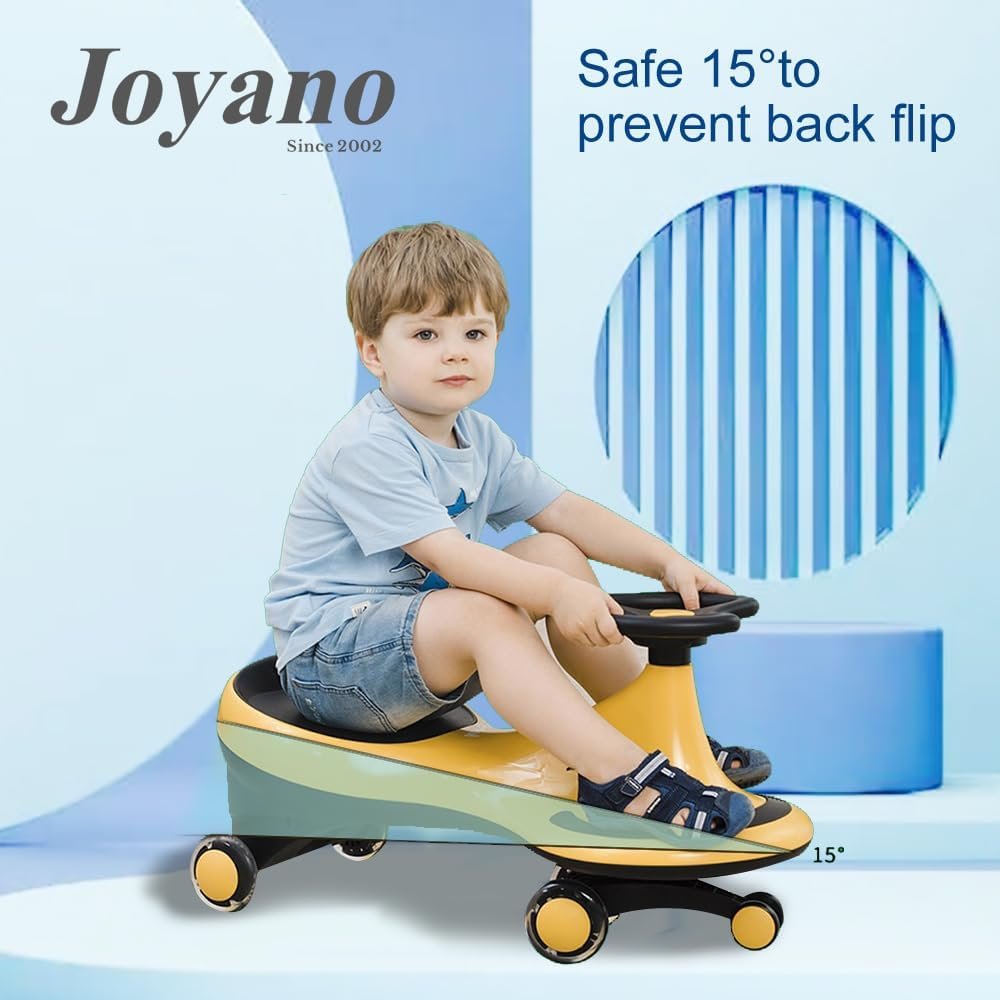 Joyano Swing Car, LED Flashing Wheels, Ride on Wiggle Car Boys and Girls, No Batteries, Gears or Pedals, Twist, Turn, Wiggle Movement to Steer, for Toddlers, Kids 3 Yrs and UP, 50kg/110lb (Blue)