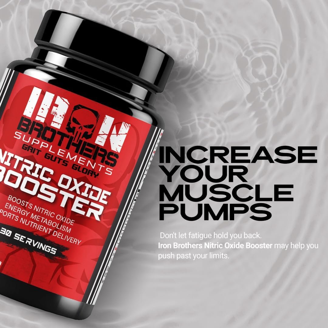 Iron Brothers Supplements - Nitric Oxide Booster | Nitric Oxide Supplements for Men | Pre-Workout with L-Arginine | Maximum Blood Flow & Vascularity | Increase Muscle Pumps, Energy & Endurance - 30 day