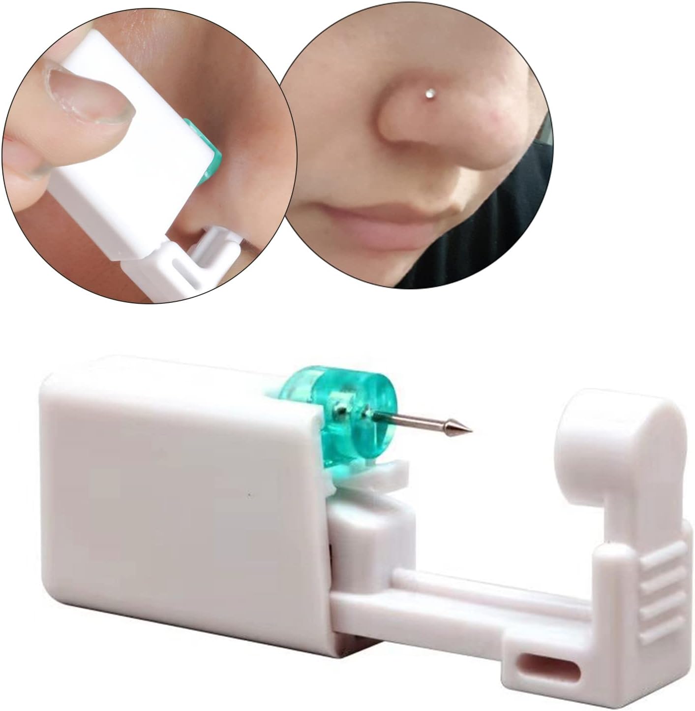 Layhou Gun Earrings, Disposable Sterile Nose Piercing Kit Tool Safety Portable Self Nose Piercing Kit with Nose Stud