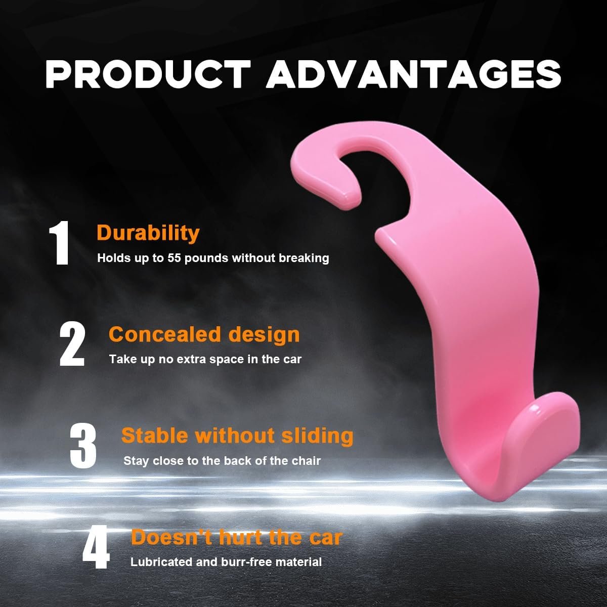 povtii 4PCS Car Seat Headrest Hook, Auto Back Seat Hanging Storage Organizer, Vehicle Seatback Hanger Holder for Purse Handbag Coat Umbrella, Universal Interior Car Accessories (Dark Pink)