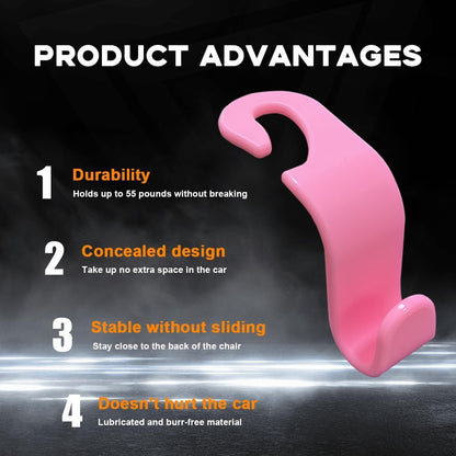 povtii 4PCS Car Seat Headrest Hook, Auto Back Seat Hanging Storage Organizer, Vehicle Seatback Hanger Holder for Purse Handbag Coat Umbrella, Universal Interior Car Accessories (Dark Pink)