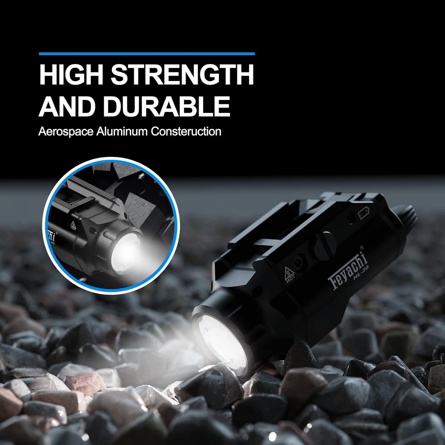 Feyachi HL-20 Compact Tactical Handgun Weapon Light 400Lumen Flashlight for Airsoft Handgun Pistol