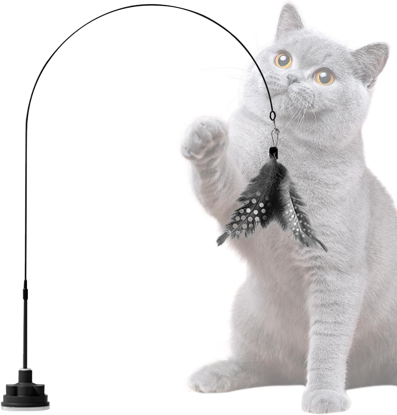 mivceklw Cat Teaser Wand with Bell, Indestructible Interactive Stick Toy, Suction Cup for Play, Kitten Toy for Boredom, Engaging Pet Supplies for Active Cats, 39.37 Inches