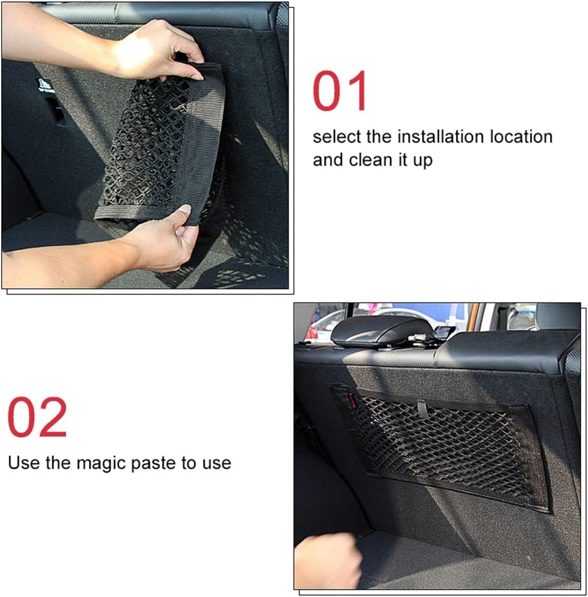 Tuxiaobu 2 Pack Mesh Organizers Net, Universal Mesh Cargo Net, Car Storage Net, Wall Sticker Organizer Pouch Bag Storage Mesh Net for Car Trunk Storage Add On Organizers for Car Truck
