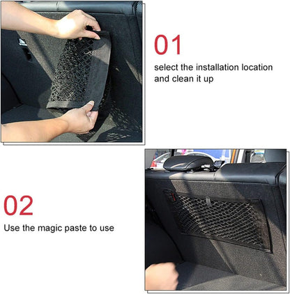 Tuxiaobu 2 Pack Mesh Organizers Net, Universal Mesh Cargo Net, Car Storage Net, Wall Sticker Organizer Pouch Bag Storage Mesh Net for Car Trunk Storage Add On Organizers for Car Truck