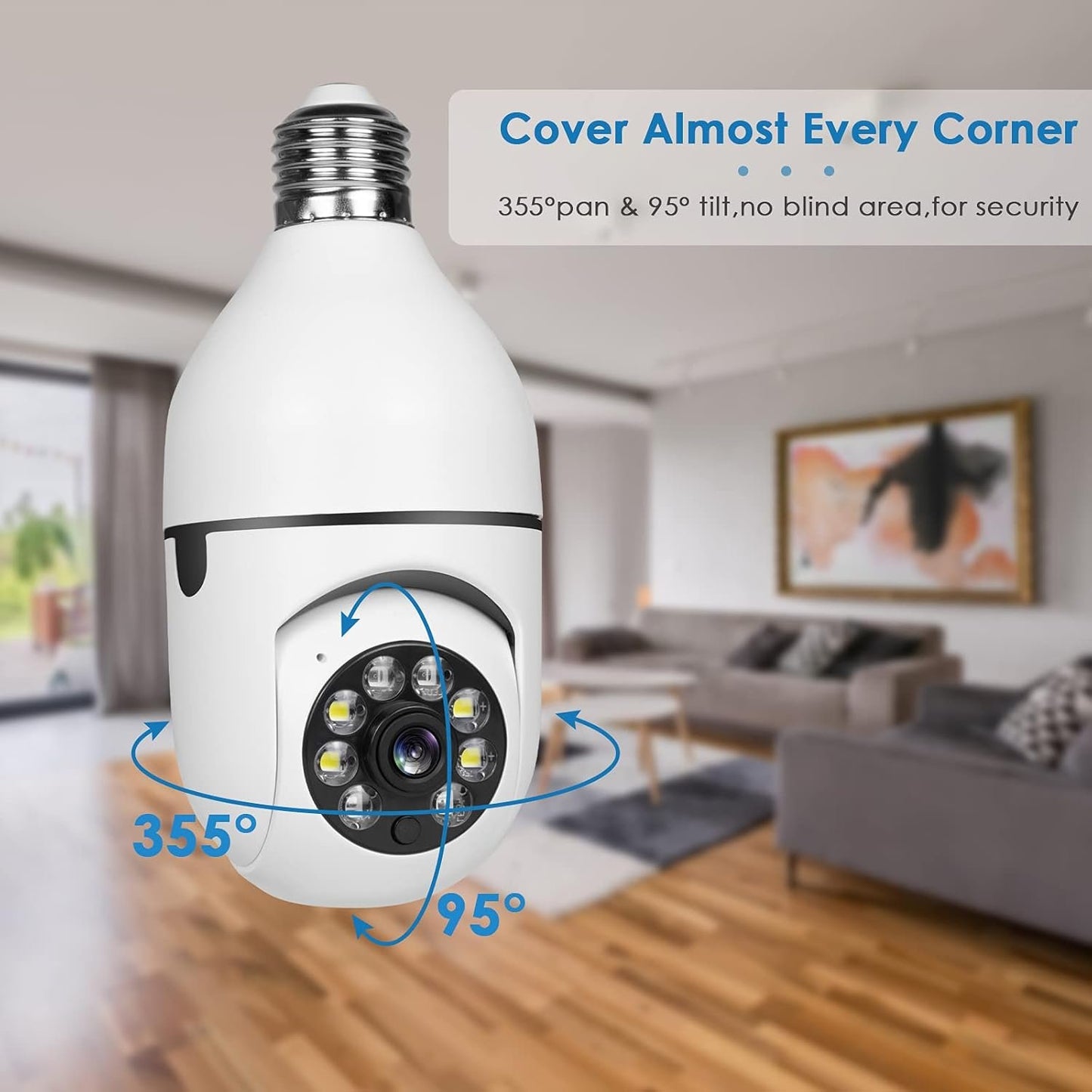 UPULTRA Light Bulb Security Camera Outdoor 2packs HD Wireless 5GHz/2.4GHz WiFi Home IP Cameras E27 360 Degree Panoramic,Motion Detection and Alarm,Two-Way Audio,Night Vision