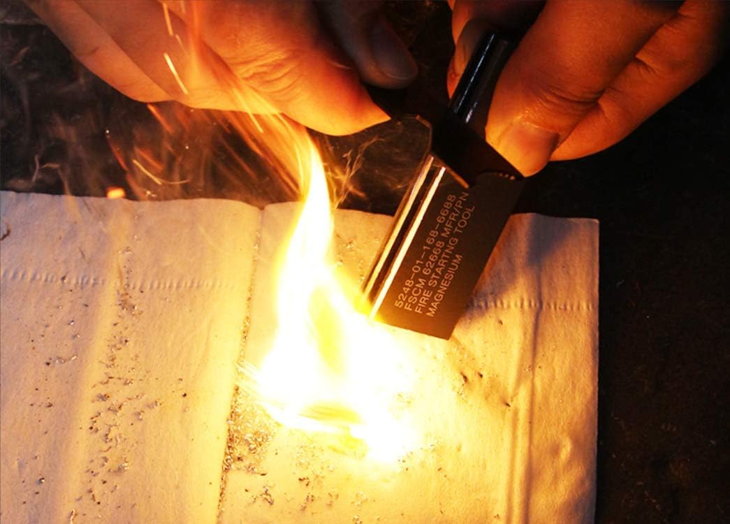 Magnesium Flint Fire Starter, Survival Fire Blocks with Striker for Camping/Hiking/Emergency (4 Pack)