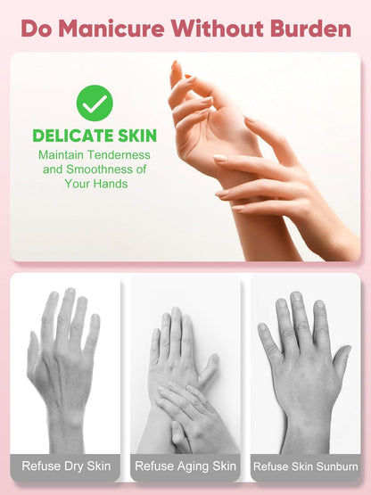 Beloving UV Gloves for Gel Nail Lamp, Professional UV Shield Glove Protection Gloves UPF 50+ for Manicures, Nail Art Skin Care, Anti-UV Fingerless Protect Hands from UV Light Harm, Pink