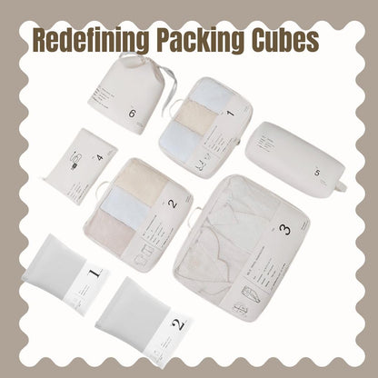 Packing Cubes for Travel, 8 Pcs Lightweight Travel Bags With Vacuum Storage Bags Luggage Organiser Travel Cells Packing Cells White