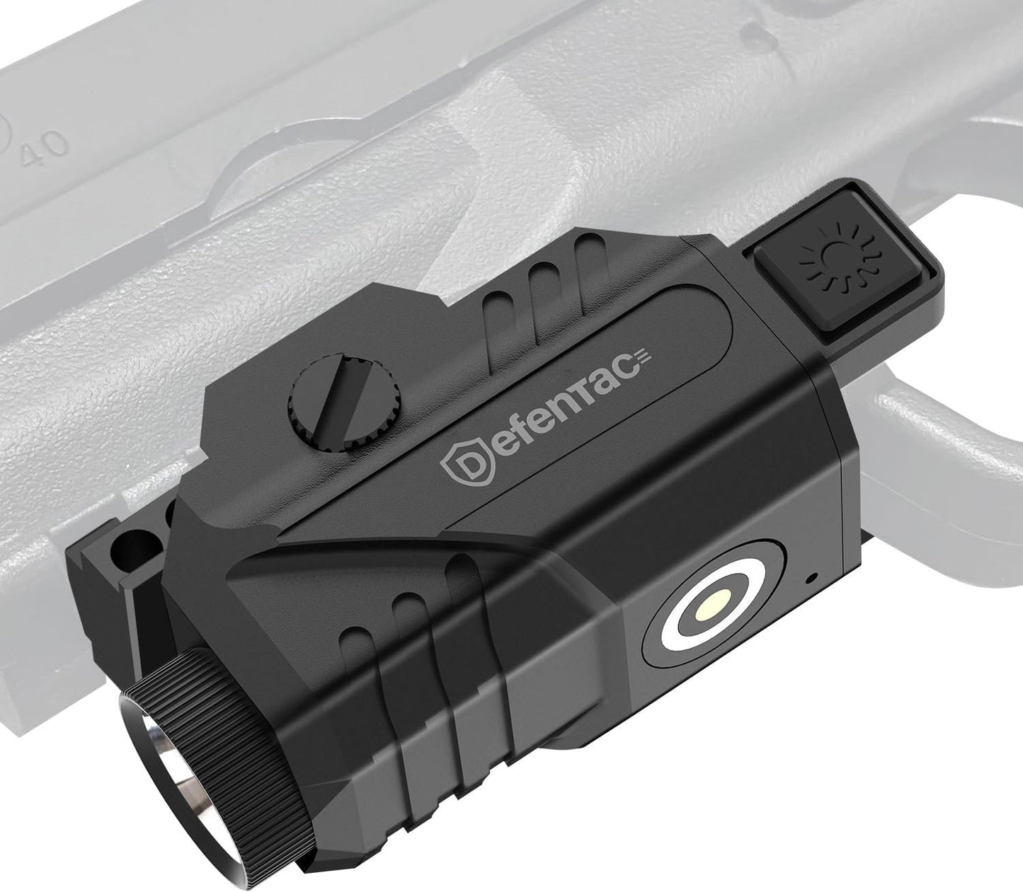 Defentac 680 Lumens Pistol Light Laser Combo, Strobe Tactical Flashlight with Red/Green/Blue Beams for Compact Guns W/a Rail, Rechargeable, Adjustable