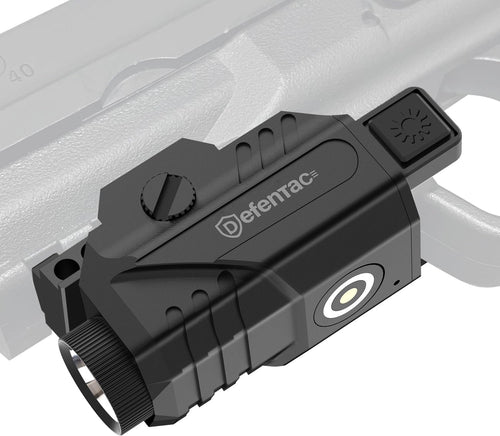 Defentac 680 Lumens Pistol Light Laser Combo, Strobe Tactical Flashlight with Red/Green/Blue Beams for Compact Guns W/a Rail, Rechargeable, Adjustable
