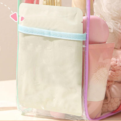 Clear Makeup Bag, Portable Airplane Cosmetic Pouch, Water Resistant Zipper Toiletry Organizer, Travel Case for Airport, Gym, School, Work, Beach, 7.87 x 3.15 x 4.33 inches, Transparent