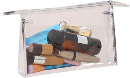 Toiletry Bag - Cosmetic Bag | Clear Makeup Bag | Waterproof Makeup Bag, Storage Bag Zipper Cosmetic Bags, Travel Makeup Bag, Make Up Organizer, Waterproof Cosmetic Case, Travel Accessories, silver,