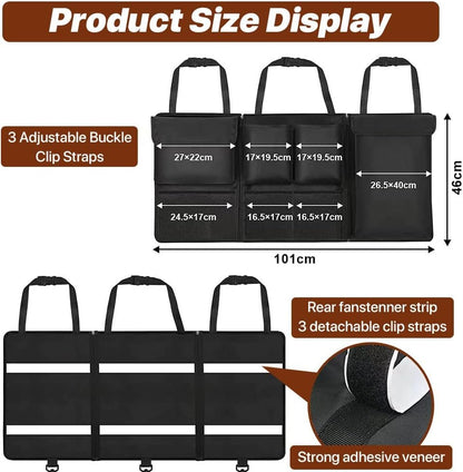 Hawsam BackSeat Organizer Car Back Seat Organiser, SUV Storage Bag Waterproof Multifunctional Car Organiser, Splits Boot Back Seat with Many Pockets (3-in-1)