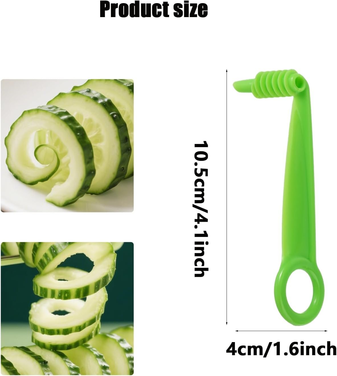 3pcs Manual Spiral Screw Slicer Peeler, Plastic Portable Vegetable Spiral Knives Blade Cutter Hand Tool Kitchen Accessories Gadget for Creative Pattern of Cucumber Potato Carrot Fruit (Green)