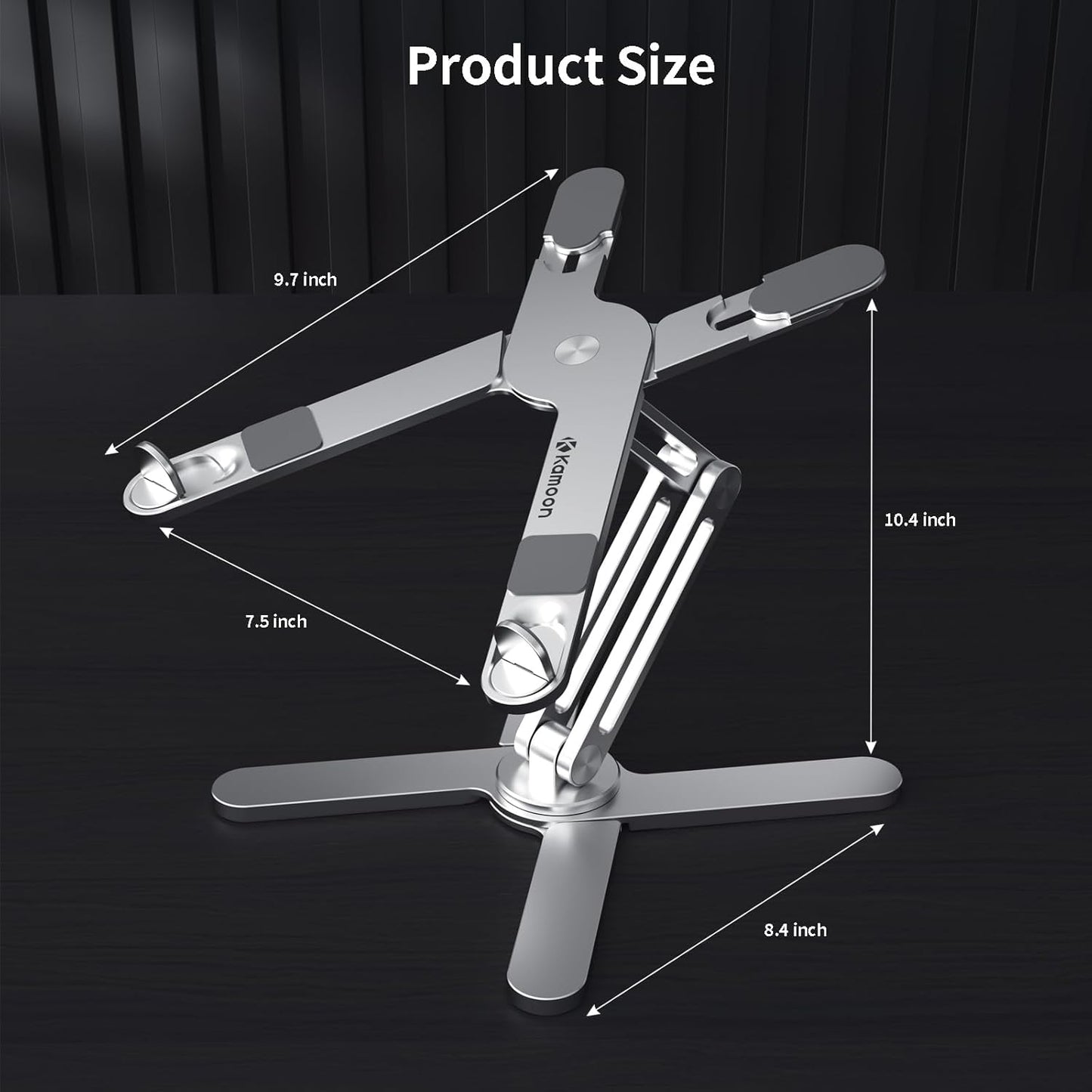 Laptop Stand Kamoon Portable Adjustable Tablet Computer Stand Aluminum Alloy Folding Laptop Stand Compatible MacBook Air Pro, HP More 10-15.6" Laptops & Tablet (Silver-03)