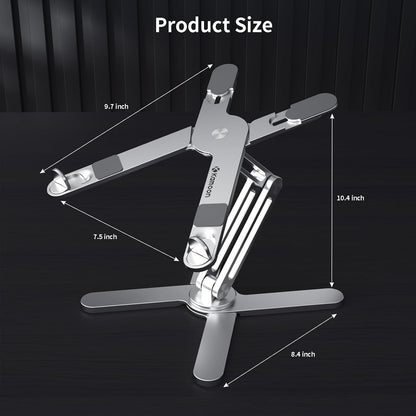 Laptop Stand Kamoon Portable Adjustable Tablet Computer Stand Aluminum Alloy Folding Laptop Stand Compatible MacBook Air Pro, HP More 10-15.6" Laptops & Tablet (Silver-03)