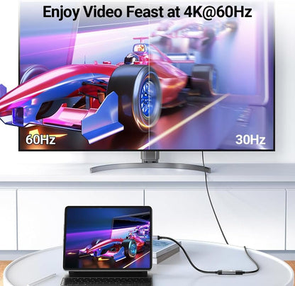 AHGEIIY USB C to HDMI Adapter Cable 4K@60Hz, HDMI to USB C Adapter Aluminum Type C Thunderbolt 4/3 Converter for iPhone 16/15 Pro Max Plus iPad mini Air MacBook Pro Galaxy S24 Ultra iMac XPS 17