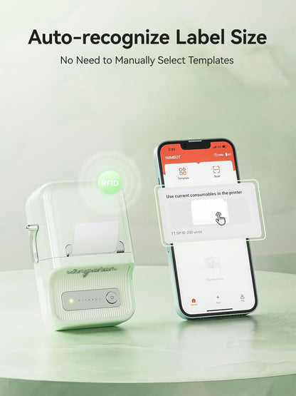 NIIMBOT B21 Label Printer,Bluetooth Thermal Label Maker,Ideal for Home Organization,Business,Ofice,50x30mm Label,230Pcs(Mint Green)