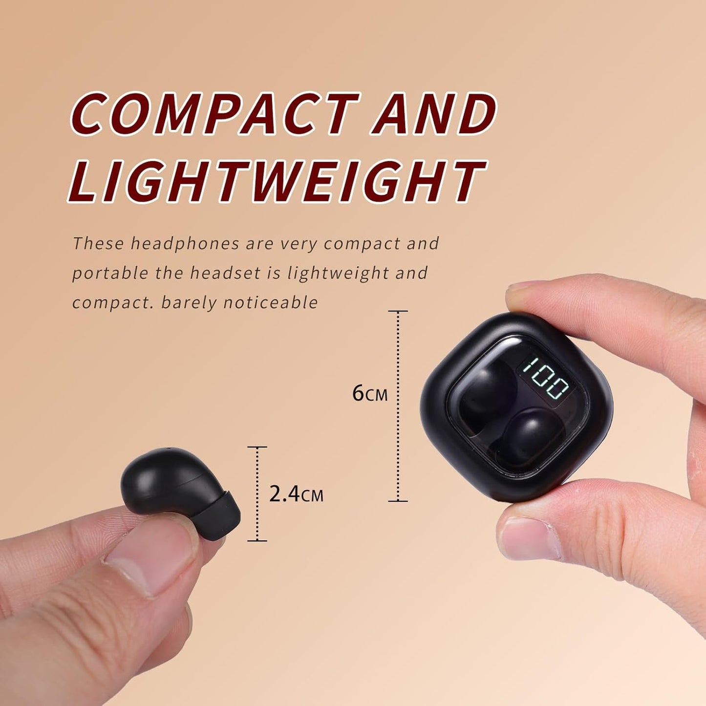 Wireless Smallest Sleep Earbuds, Ultra Small Earphones, Hidden Sleep Headphones, Noise Cancelling Earbuds, Ear Buds for Sleeping, Working, Hiking (Black)