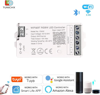 TUNICHX RGBW SMD FCOB 5 PIN LED Strip 2.4 GHz WiFi Group Controller Alexa Google Home Smartphone APP Control Compatible with WR01RF LM096 FUT095 FUT096 B3 T3 Mi-Boxer/Mi-Light RGBW Remote