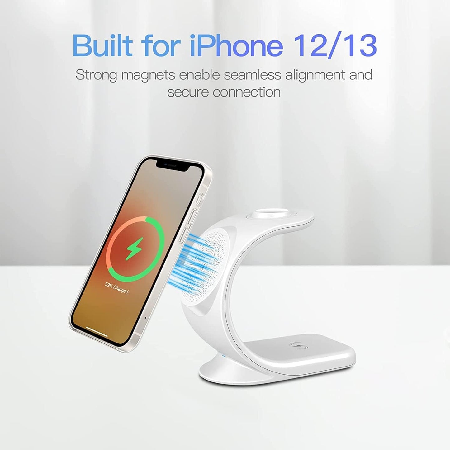 KIYOSAKI Magneitc Wireless Charger, 3 in 1 Wireless Charging Station, Charging Dock for AirPods, Watch Stand for Apple Watch, Qi Fast Charging Stand for iPhone 14/13/12 Series