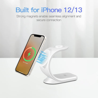 KIYOSAKI Magneitc Wireless Charger, 3 in 1 Wireless Charging Station, Charging Dock for AirPods, Watch Stand for Apple Watch, Qi Fast Charging Stand for iPhone 14/13/12 Series