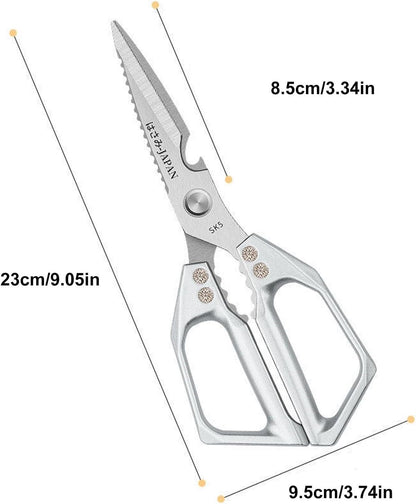 Powerful Kitchen Scissors For Chicken Bones - Stainless Steel Food Cutting Scissors With Bottle Opener And Walnut Cracker, Heavy Duty Kitchen Tool Cutting Shears For Poultry, Meat, And Bones