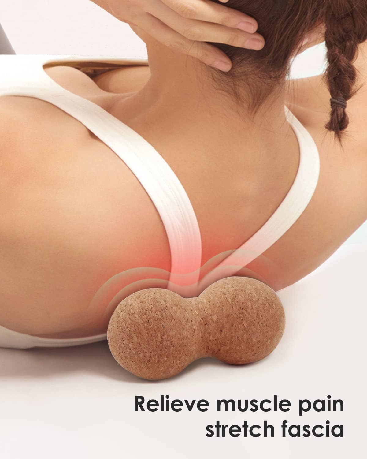 Cork Peanut Massage Ball, Peanut Double Lacrosse Massage Ball for Deep Tissue Muscle Massage, Myofascial Release, Trigger Points, Muscle Knots, and Yoga Therapy