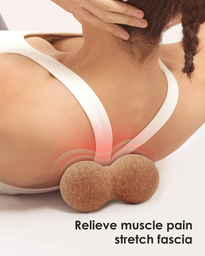 Cork Peanut Massage Ball, Peanut Double Lacrosse Massage Ball for Deep Tissue Muscle Massage, Myofascial Release, Trigger Points, Muscle Knots, and Yoga Therapy