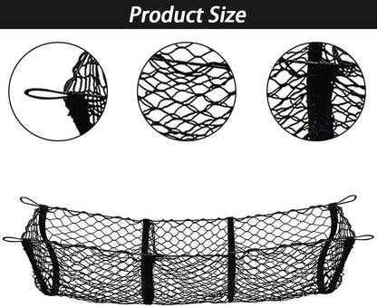 Three Pocket Mesh Storage Net, Mesh Trunk Cargo Net Storage Organizer, Heavy Duty Black Mesh 3 Pocket Trunk Cargo Organizer for Car, Van, SUV Pickup Truck Bed