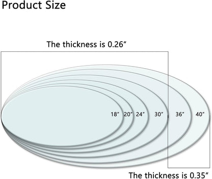 Btikita 36" Tempered Glass Table Top Round Transparent Table Surface 3/8" Thick Pencil Polished Edge Multipurpose for Dining, Coffee, Restaurant Tables